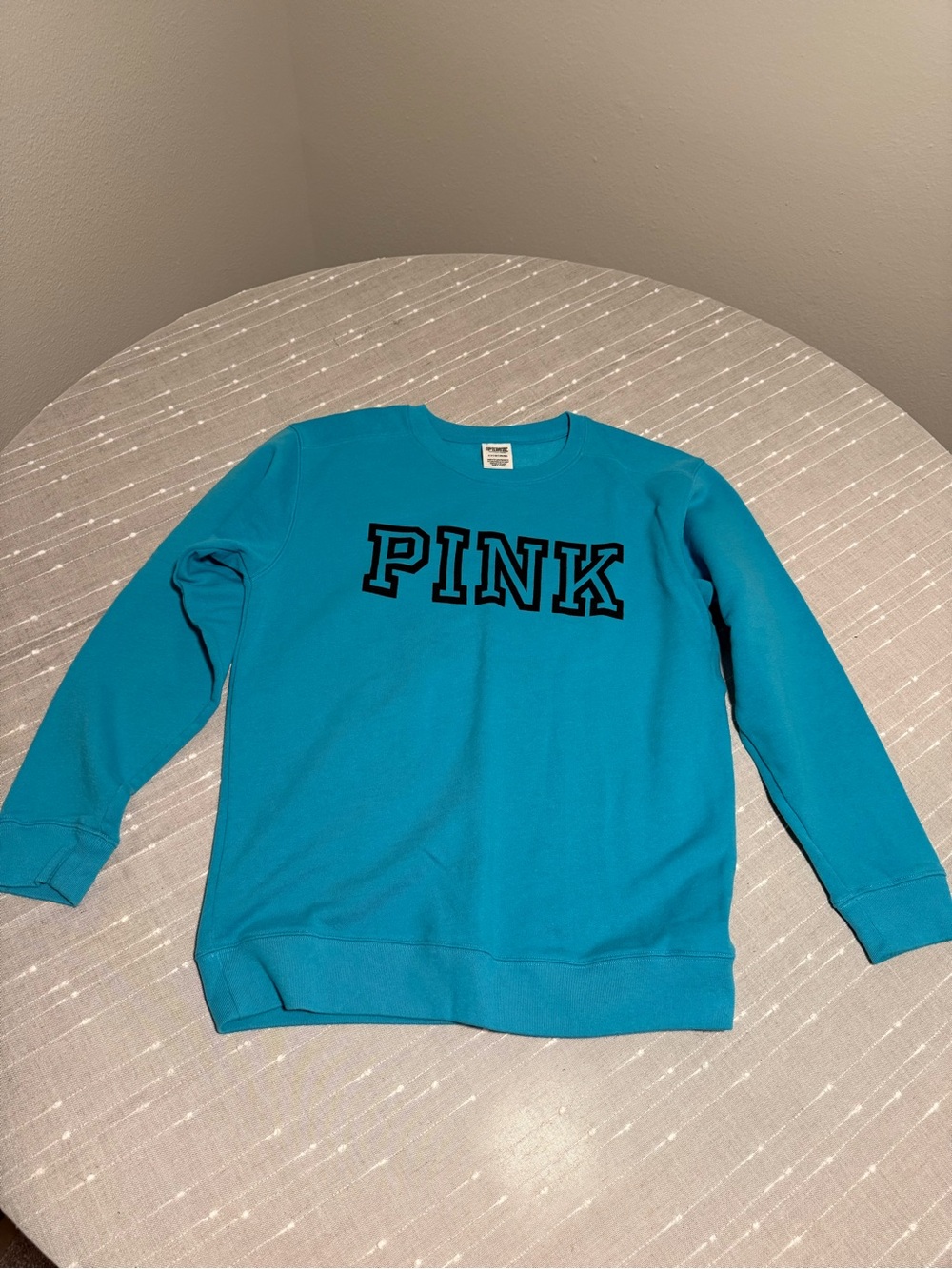 PINK Victoria's Secret Teal Crewneck Sweatshirt with Black Logo